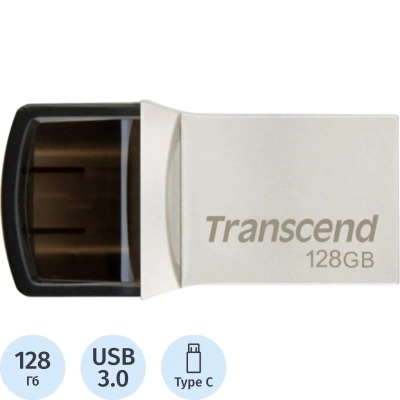Флеш-память Transcend JetFlash 890, 128Gb, USB 3.1 G1, Type-C, TS128GJF890S