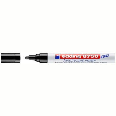 Маркер-краска лаковый (paint marker) EDDING 8750, ЧЕРНЫЙ, 2-4 мм, круглый наконечник, алюминиевый корпус, E-8750/1