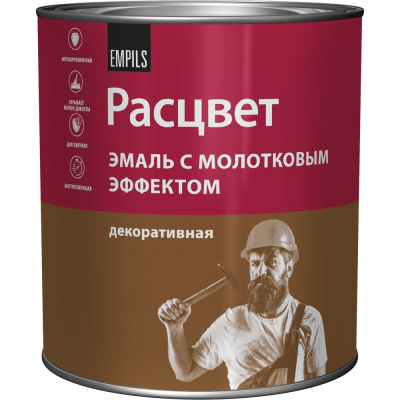 Эмаль с молотковым эффектом Расцвет алкидно-стирольная, серебристая, 2.5 кг