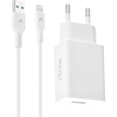 Сетевое зарядное устройство ROCKET Base 10,5W, USB-A и кабель USB-A,Lightning