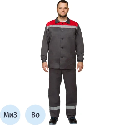 Костюм лет муж (куртка, пк) л16 с СОП сер/крас 96-100/182-188