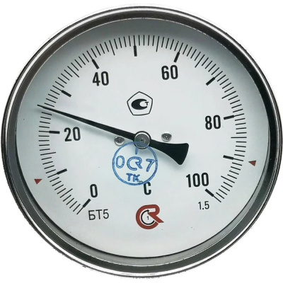 Термометр осевой РОСМА БТ-51.211 (0-100С) ДК100 L=64 G1/2, кл. точн. 1.5, гильза латунь