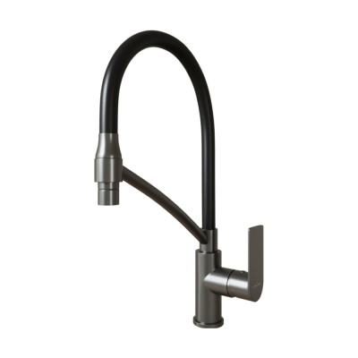 Смеситель для кухни MIXLINE 35k ML33-108GR City Graphite гибкий излив с фиксированной боковой ручкой б/отв ГРАФИТ