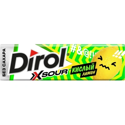 Жевательная резинка DIROL X SOUR Кислый Лимон б/сах вк лимон, 13,6гx30шт/уп