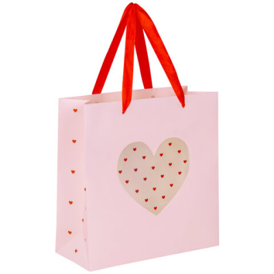 Пакет подарочный (1 штука) 20х8х20 см, ЗОЛОТАЯ СКАЗКА "With LOVE", с прозрачным окном, 608255