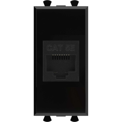 Компьютерная розетка DKC RJ 45, без шторки, модульная, кат.5е, Avanti, Черный квадрат, 1 модуль, 1 шт.