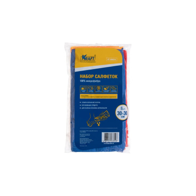 Набор салфеток из микрофибры KRAFT 8 шт., 30x30 см KT
