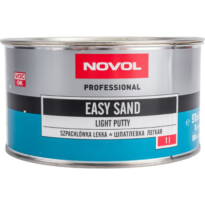 Мягкая мелкозернистая шпатлевка NOVOL EASY SAND 1 л + отвердитель 31512 легко и хорошо наносится, отлично шлифуется и