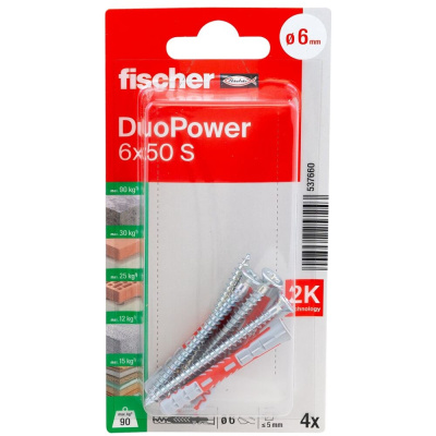 Дюбель Fischer DUOPOWER 6x50 ШУР 4ШТ
