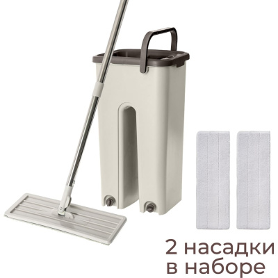 Швабра плоская с ведром для отжима HomeQueen Лайт, Home Queen /6/1