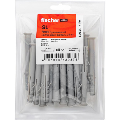 Удлиненный нейлоновый дюбель fischer SL 8x80 (25шт.)