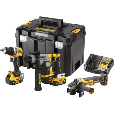 Аккумуляторный набор Dewalt DCK355P2T: дрель-шуруповерт DCD800 + перфоратор DCH172 + УШМ DCG405, 2 АКБ 5 Ач и ЗУ