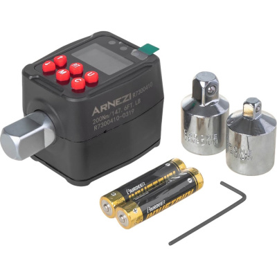 Ключ динамометрический ARNEZI 1/2" 10-200 Нм, цифровой в кейсе с переходниками L=75мм