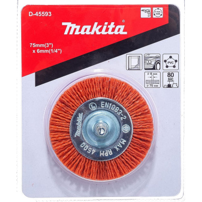 Щетка нейлоновая дисковая (75 мм; Р80; хвостовик 6 мм) Makita