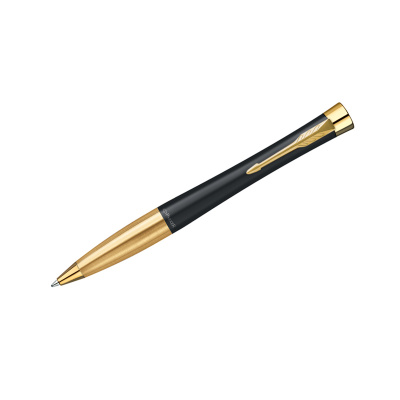 Ручка шариковая PARKER "Urban Muted Black GT", корпус черный, позолоченные детали, синяя, 2143640