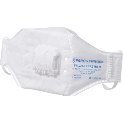 Полумаска фильтрующая для защиты от аэрозолей FAROS PROTECTION FR 4210 FFP2 NR D с клапаном выдоха, PREMIUM