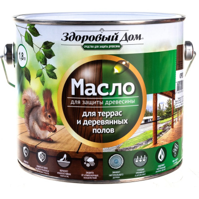 Масло для террас и деревянных полов Здоровый Дом орех 1,8 л