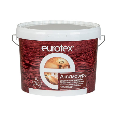 Защитно-декоративное покрытие для древесины Eurotex Аквалазурь бесцветный 9 кг