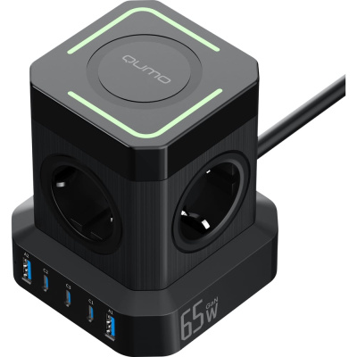 Беспроводная зарядка QUMO Power Block System PD + Fast Wireless SFU2PD (P-0010) черный, 4 розетки