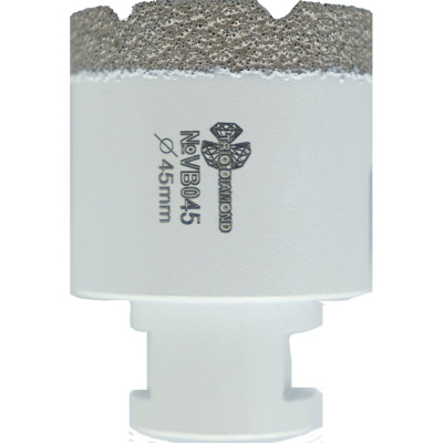 Коронка алмазная по керамограниту TRIO-DIAMOND 45 мм, m14, Vacuum Brazed, VB045