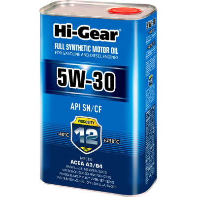 Масло моторное Hi-Gear синтетическое 5W-30 SN/CF, C2/C3, 1 л.