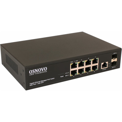 Управляемый L2 PoE коммутатор Gigabit Ethernet на 8 RJ45 PoE + 2 x GE SFP порта OSNOVO