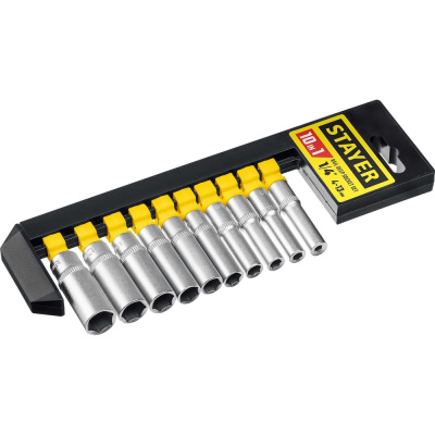 Набор торцовых головок STAYER RSS 10SD 1/4"DR, 10 предметов