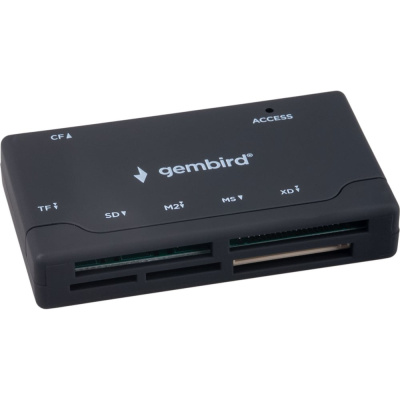 Картридер Gembird USB2.0 6в1: SD, TF (MicroSD), XD, MS, M2, CF, кабель 50см, черный FD2-MSD-4