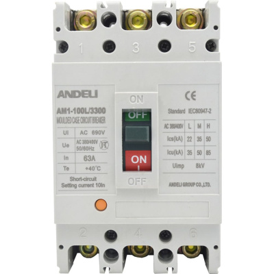 Автоматический выключатель ANDELI AM1-100L/3P 40A 30kA