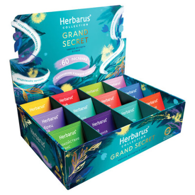 Чай HERBARUS "Grand Secret" ассорти 12 вкусов, НАБОР 60 пакетиков