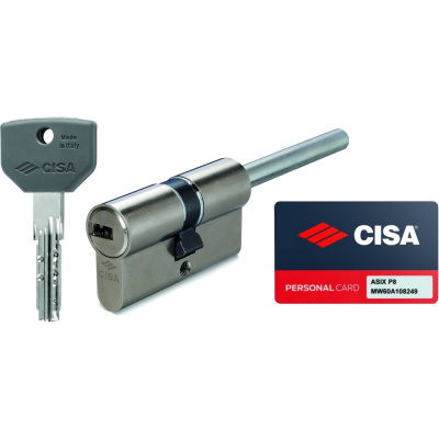 Цилиндр CISA серии ASIX P8, ключ-шток, 80 мм, (50x30), никель