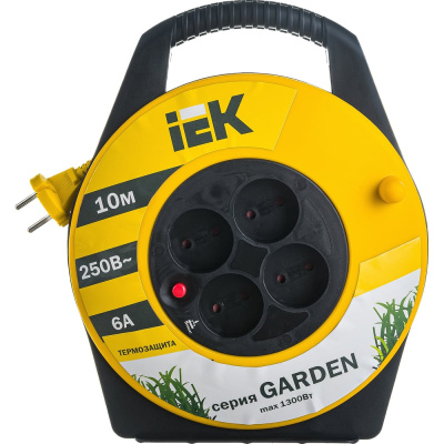 Удлинитель на катушке IEK 4х10м УК10 с термозащитой 2х0.75 Garden