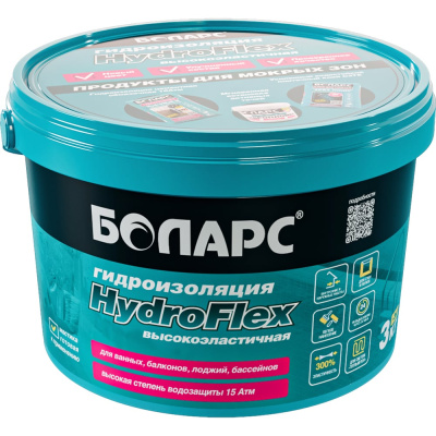 Гидроизоляция готовая к применению БОЛАРС HydroFlex, 3 кг