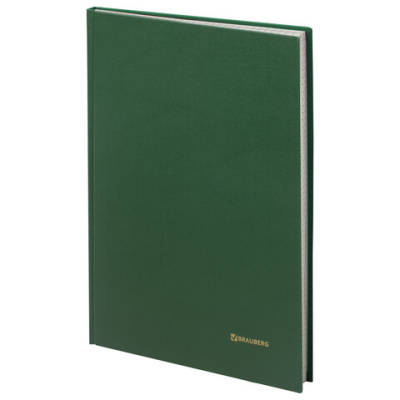 Книга учета 96 л., клетка, твердая, бумвинил, блок офсет, А4 200х290 мм, BRAUBERG, зеленая, 130222