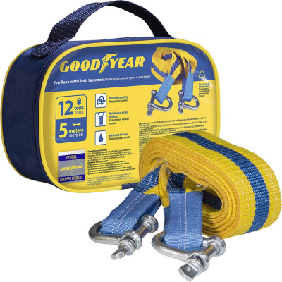 Буксировочный трос Goodyear с шаклами 12 тонн, 5 метров