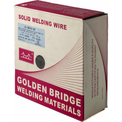 Проволока сварочная полированная JQ.MG50-6 N/ER70S-6 1.2 мм, 15 кг GOLDEN BRIDGE 101 - проволока без омеднения