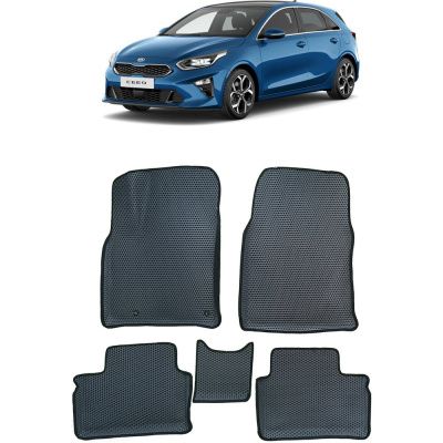 Ковры в салон автомобиля Eva Smart kia ceed iii вариант макси 3d 2018 - эва сота чёрные c красной окантовкой