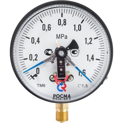 Манометр РОСМА ТМ-610Р.05 радиальный (0-1.6МПа) М20х1.5 IP54 1.5, ДК150мм, с ЭКТ тип V, с DIN-разъемом