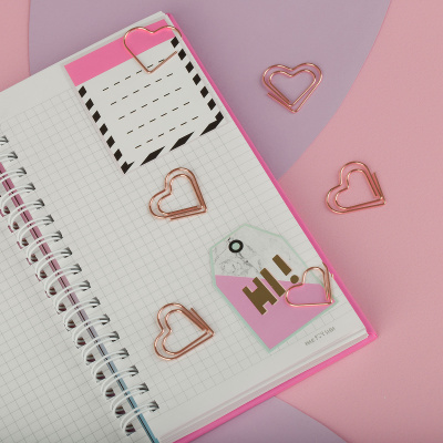 Скрепки фигурные 27мм, MESHU "Hearts", 6шт., пакет с европодвесом