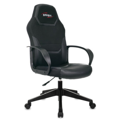 Кресло компьютерное BRABIX "Alpha GM-018", ткань/экокожа, черное, 532636, GM-018 532636