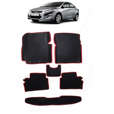 Ковры в салон автомобиля Eva Smart hyundai solaris i вариант макси 3d 2011 - 2017 эва сота коричневые c серой окантовкой