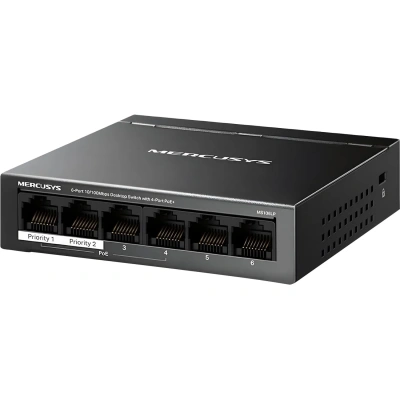 Коммутатор Mercusys MS106LP (L2) 6x100Мбит/с 4PoE+ 40W неуправляемый