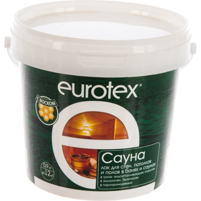 Лак для бань и саун EUROTEX шелковисто-матовый, 0.9 кг