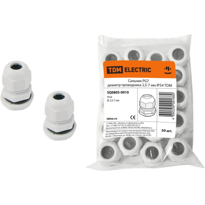 Сальник TDM ELECTRIC PG 7 диаметр проводника 3,5-6 мм IP54