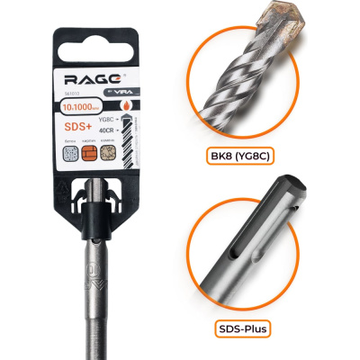 Бур по бетону 10 х 1000 мм SDS-plus RAGE by VIRAБур