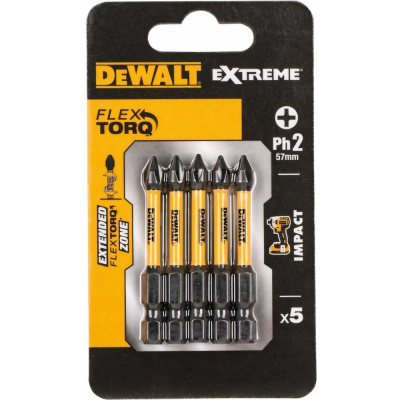 Биты ударные IMPACT Torsion (5 шт; Ph2; 57мм) DEWALT