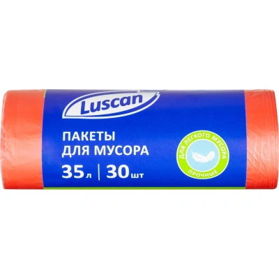 Мешки для мусора ПНД 35л 8мкм 30шт/рул красный 48х58см Luscan
