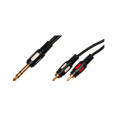 Шнур Pro Legend 6.35мм штекер стерео - 2 x RCA штекер OD4.0x8.0мм 3.0м, Gold