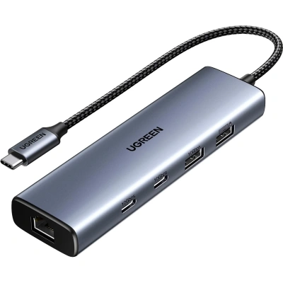 Разветвитель USB UGREENCM512(45320)USB-C to2xUSB-A/2xUSB-C/RJ45/USB-C-PD,ср