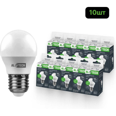 Лампочка светодиодная ALTECH LED G45-10W-840-Е27 нейтральный белый свет 10шт